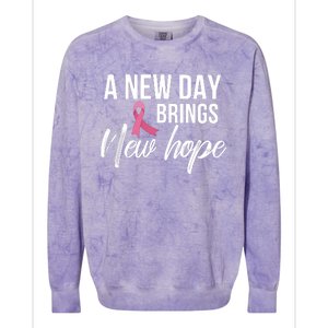 A New Day Brings New Hope Breast Cancer Awareness Colorblast Crewneck Sweatshirt