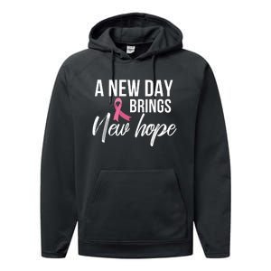 A New Day Brings New Hope Breast Cancer Awareness Performance Fleece Hoodie