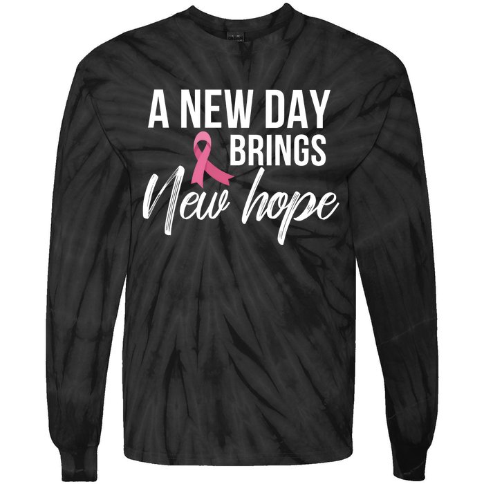 A New Day Brings New Hope Breast Cancer Awareness Tie-Dye Long Sleeve Shirt