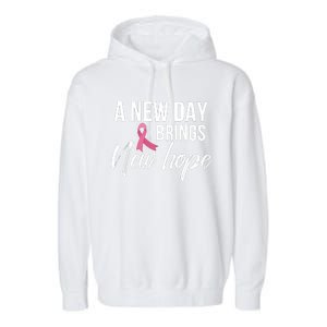 A New Day Brings New Hope Breast Cancer Awareness Garment-Dyed Fleece Hoodie