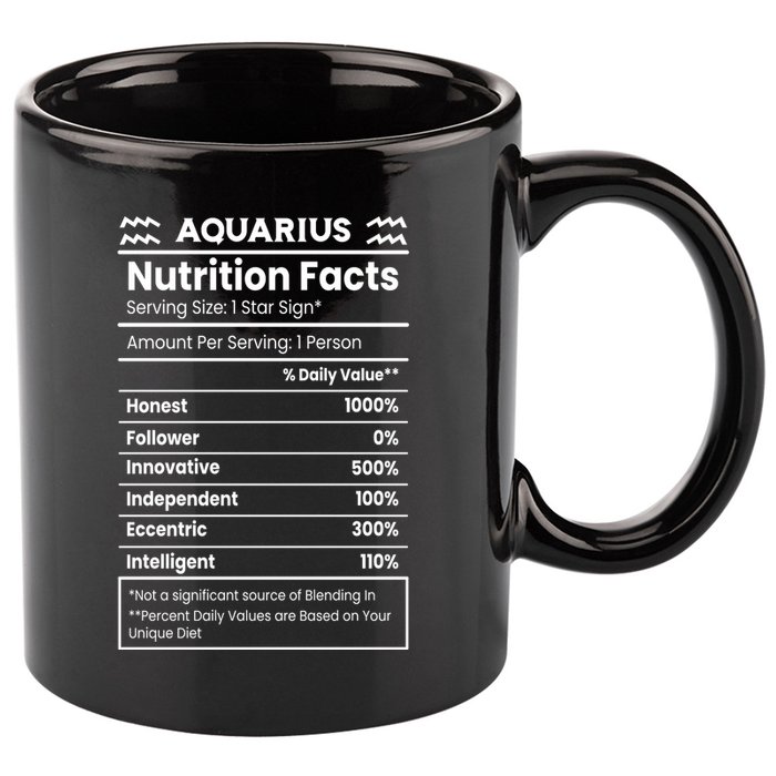 Aquarius Nutrition Facts 11oz C Handle Ceramic Mug