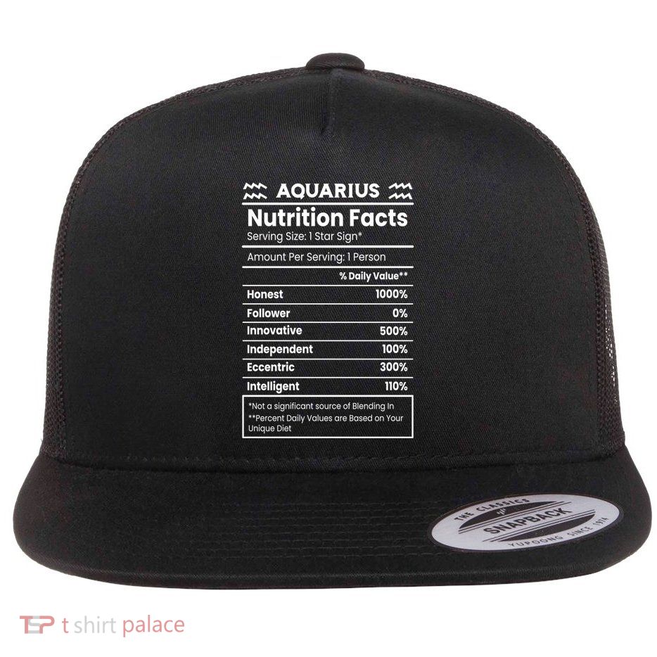 Aquarius Nutrition Facts Flat Bill Trucker Hat