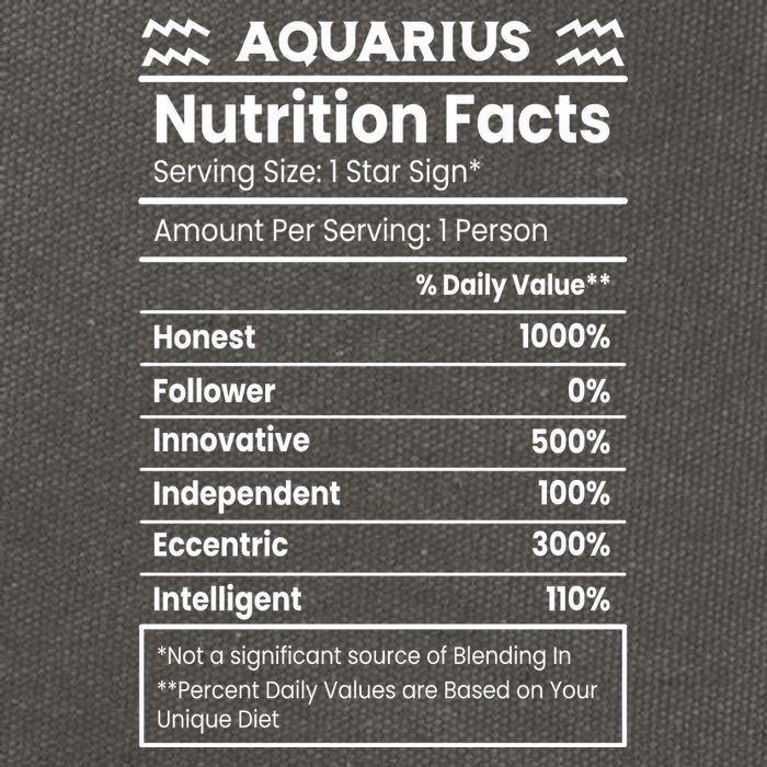Aquarius Nutrition Facts Cotton Canvas Backpack