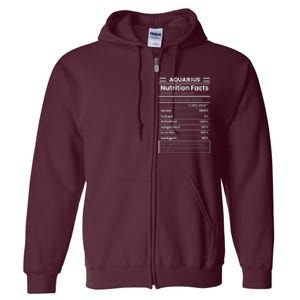 Aquarius Nutrition Facts Full Zip Hoodie