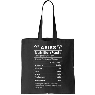 Aries Nutrition Facts Bag