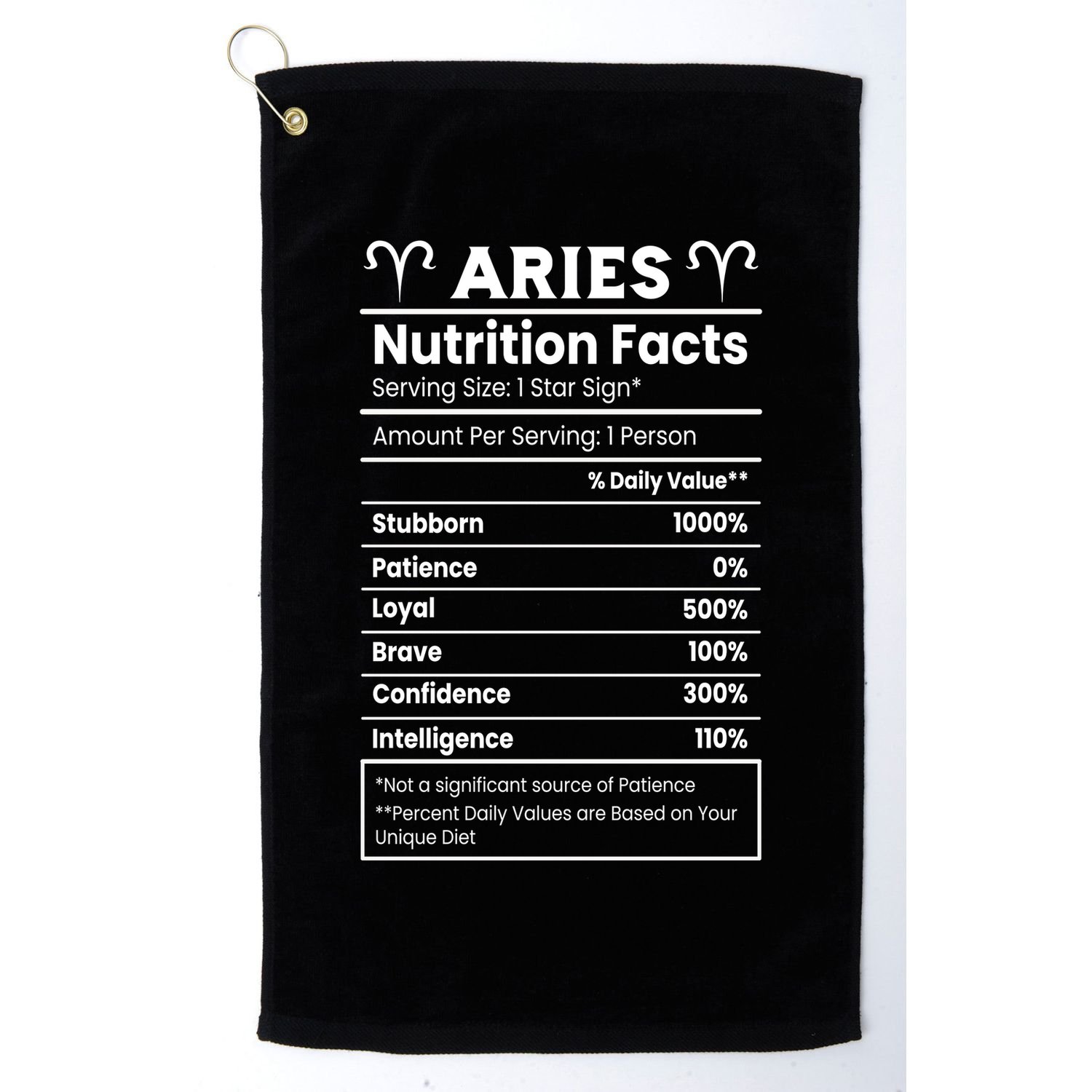 Aries Nutrition Facts Golf Towel