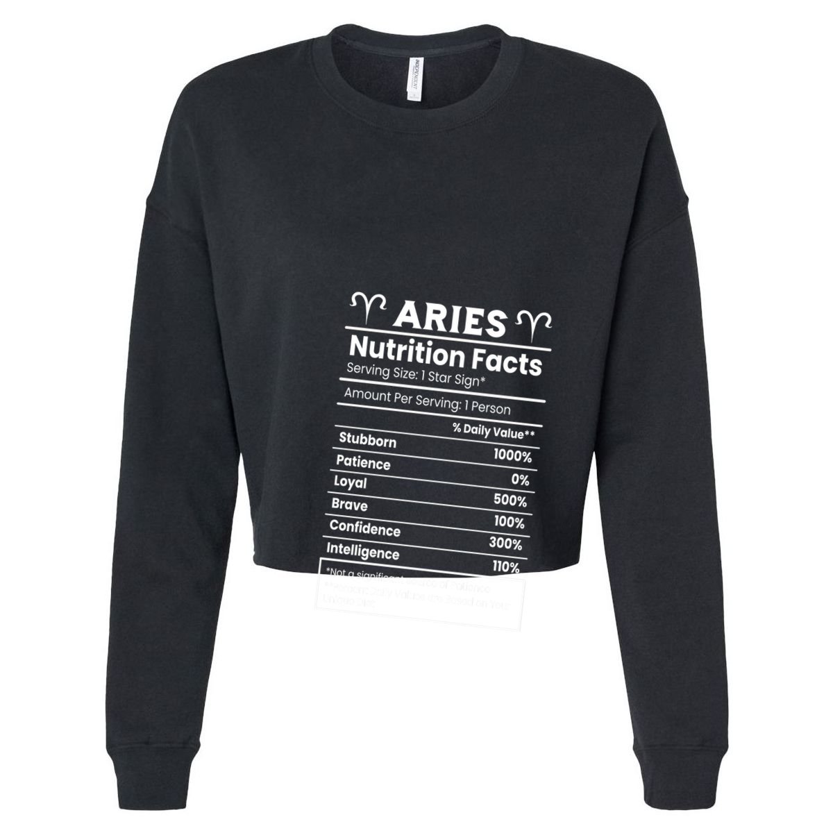 Aries Nutrition Facts Cropped Pullover Crew