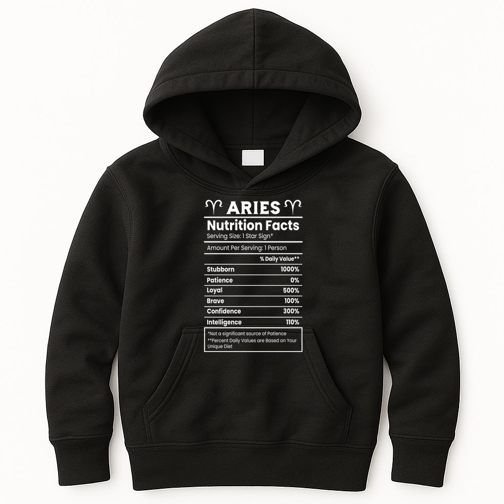 Aries Nutrition Facts Kids Hoodie