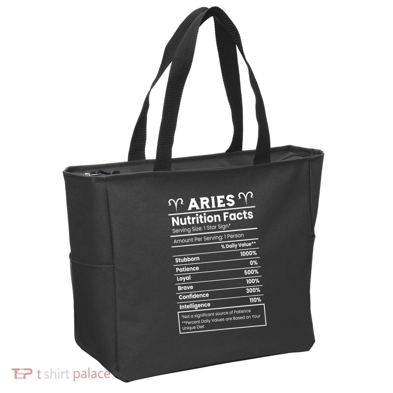 Aries Nutrition Facts Zip Tote Bag