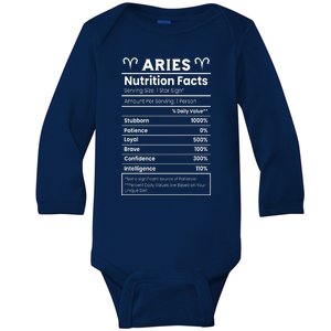 Aries Nutrition Facts Baby Long Sleeve Bodysuit