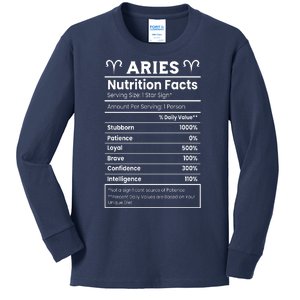 Aries Nutrition Facts Kids Long Sleeve Shirt