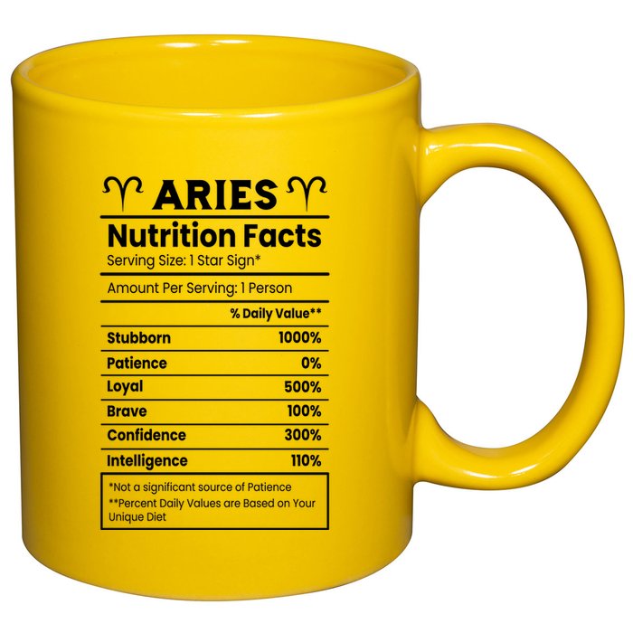Aries Nutrition Facts 11oz C Handle Ceramic Mug