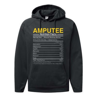 Amputee Nutrition Facts Funny Amputation Prosthetic Leg Performance Fleece Hoodie