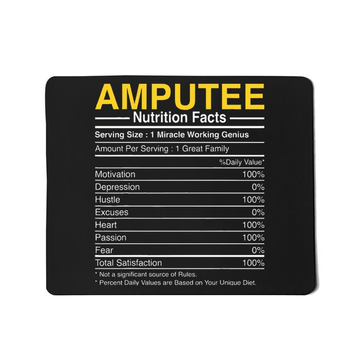 Amputee Nutrition Facts Funny Amputation Prosthetic Leg Mousepad