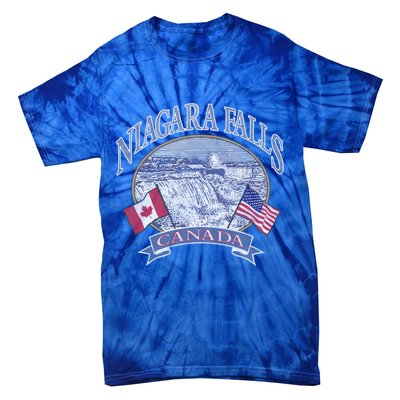Americana Niagara Falls Scene Canada America Flags Gift Tie-Dye T-Shirt