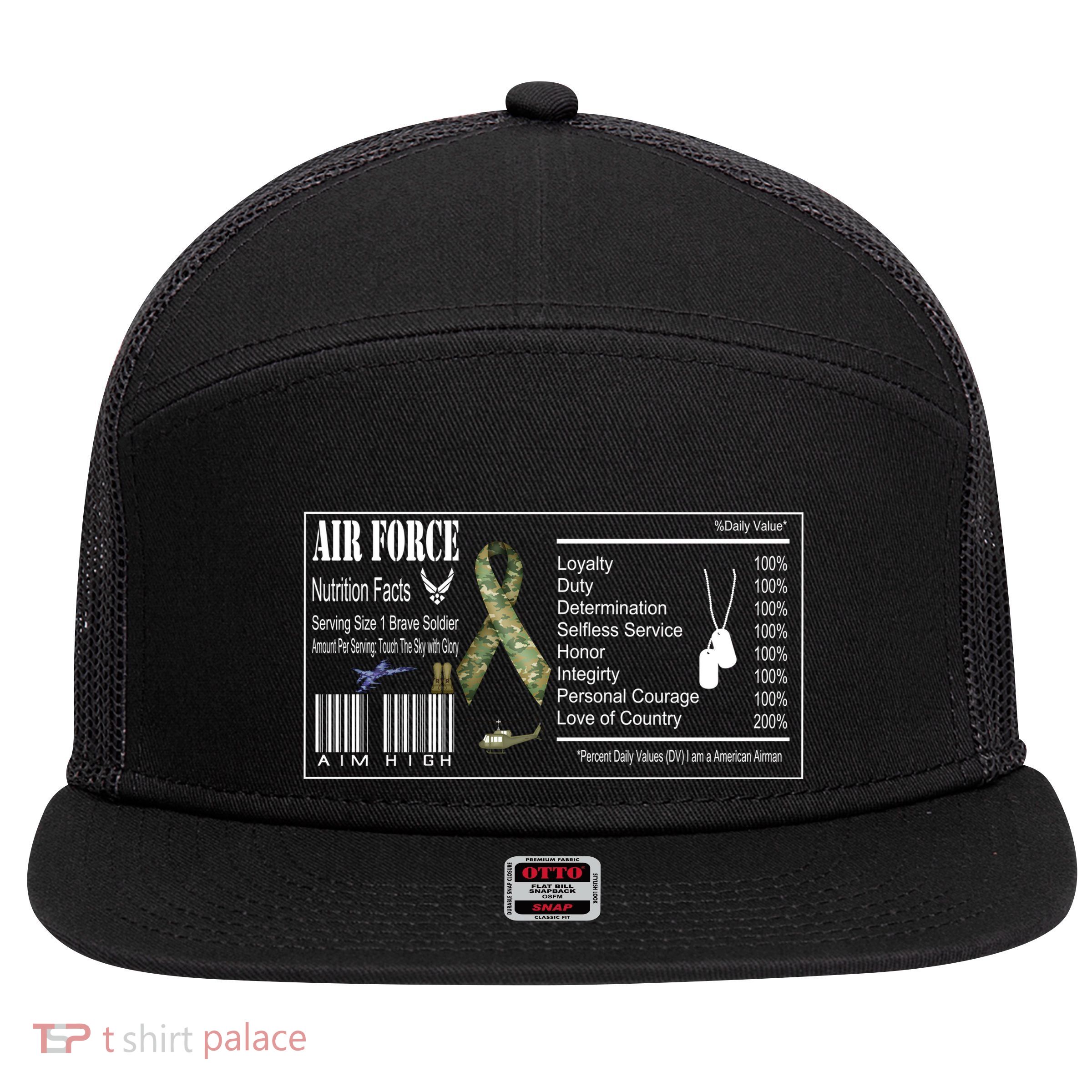 Airforce Nutrition Facts Serving Size 1 Brave Soldier 7 Panel Mesh Trucker Snapback Hat