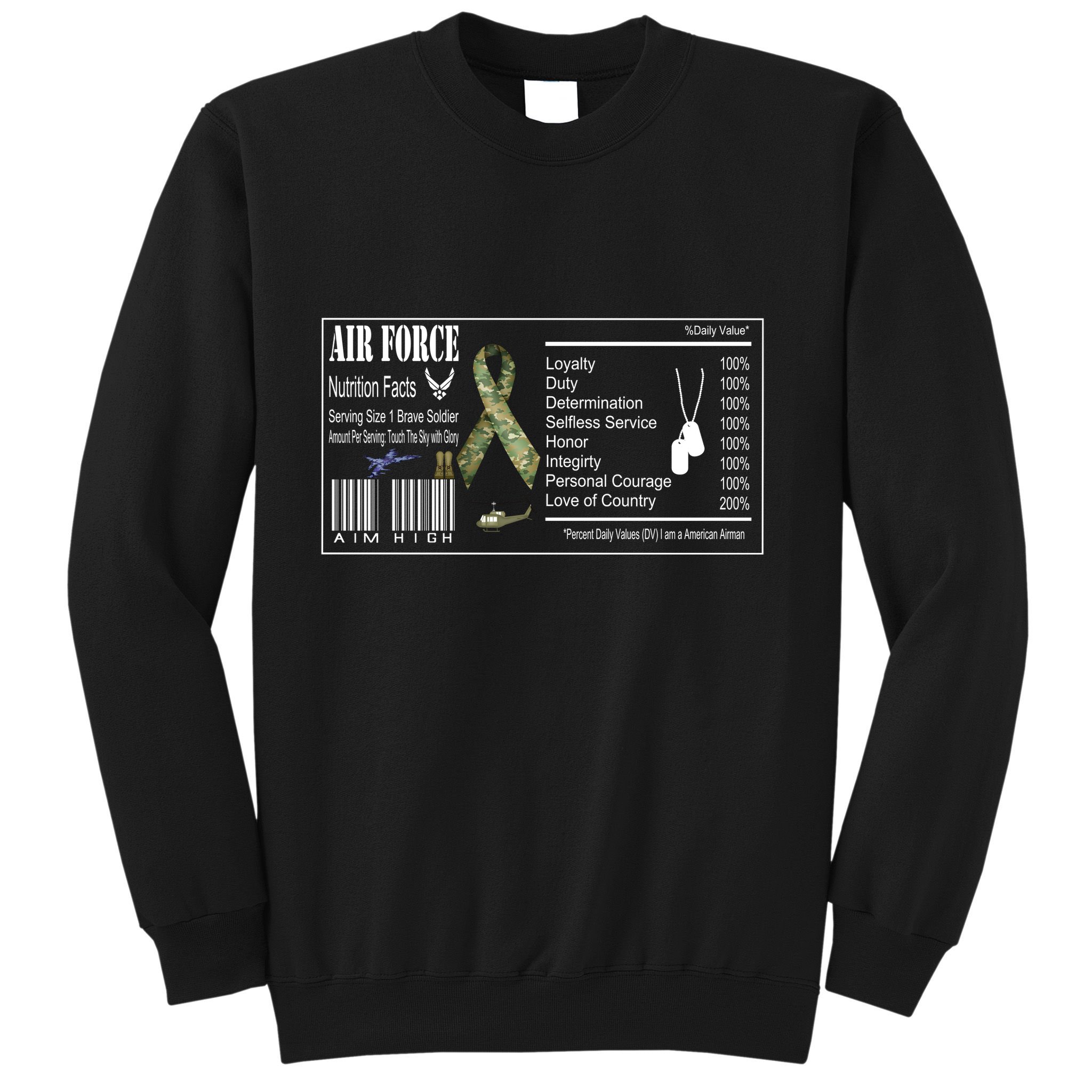 Airforce Nutrition Facts Serving Size 1 Brave Soldier Sweatshirt