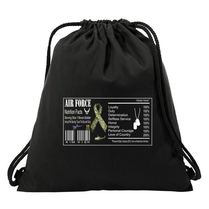 Airforce Nutrition Facts Serving Size 1 Brave Soldier Drawstring Bag