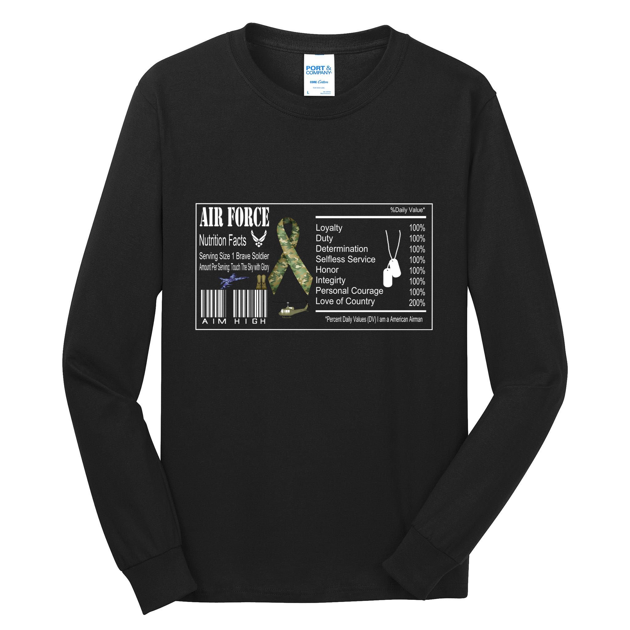 Airforce Nutrition Facts Serving Size 1 Brave Soldier Tall Long Sleeve T-Shirt