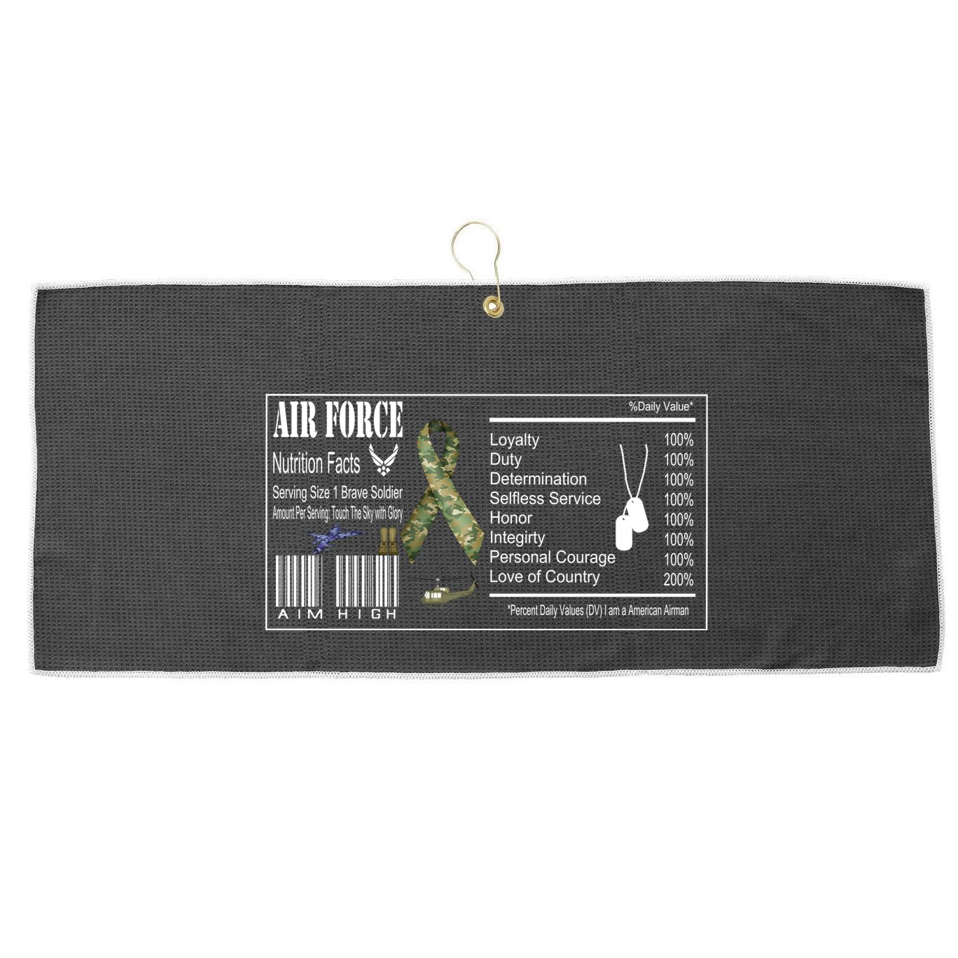 Airforce Nutrition Facts Serving Size 1 Brave Soldier Large Microfiber Waffle Golf Towel