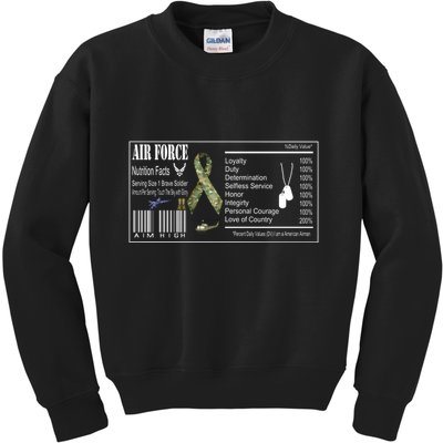 Airforce Nutrition Facts Serving Size 1 Brave Soldier Kids Sweatshirt