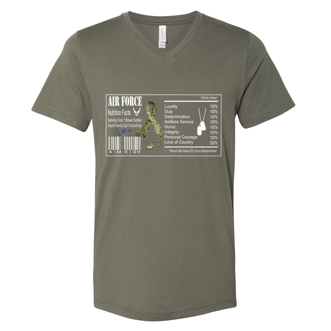 Airforce Nutrition Facts Serving Size 1 Brave Soldier V-Neck T-Shirt