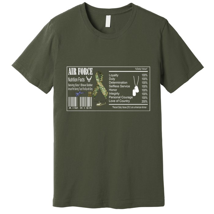 Airforce Nutrition Facts Serving Size 1 Brave Soldier Premium T-Shirt