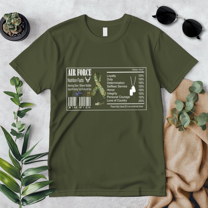 Airforce Nutrition Facts Serving Size 1 Brave Soldier Premium T-Shirt