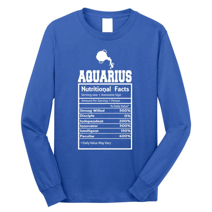 Aquarius Nutritional Facts Horoscope Zodiac Astrology Sign Funny Gift Long Sleeve Shirt