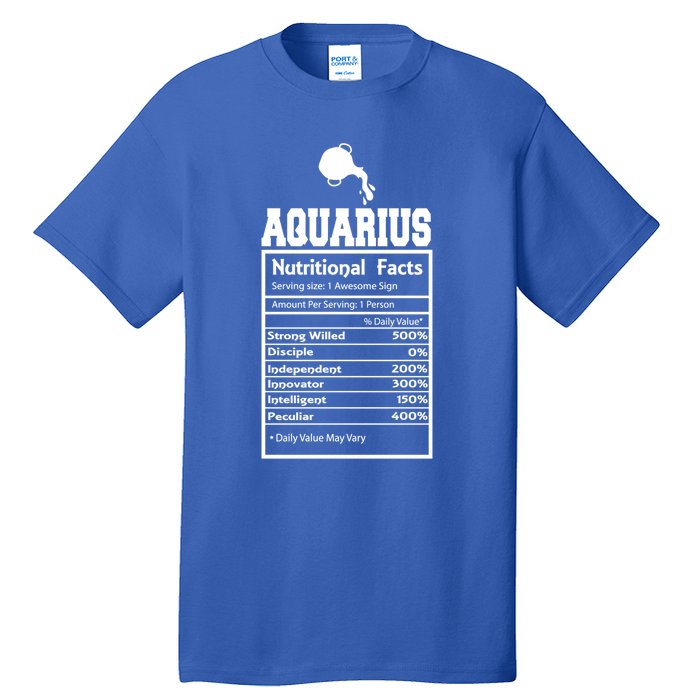 Aquarius Nutritional Facts Horoscope Zodiac Astrology Sign Funny Gift Tall T-Shirt