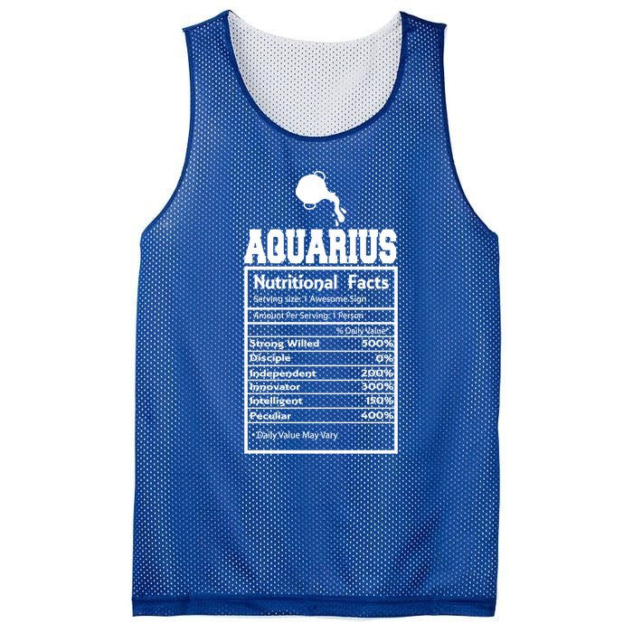 Aquarius Nutritional Facts Horoscope Zodiac Astrology Sign Funny Gift Mesh Reversible Basketball Jersey Tank