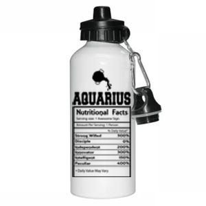 Aquarius Nutritional Facts Horoscope Zodiac Astrology Sign Funny Gift Aluminum Water Bottle