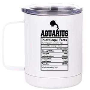 Aquarius Nutritional Facts Horoscope Zodiac Astrology Sign Funny Gift 12 oz Stainless Steel Tumbler Cup