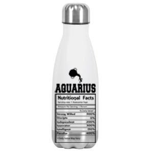 Aquarius Nutritional Facts Horoscope Zodiac Astrology Sign Funny Gift Stainless Steel Insulated Water Bottle