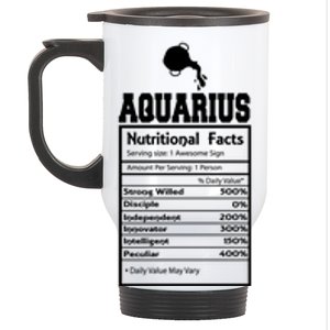 Aquarius Nutritional Facts Horoscope Zodiac Astrology Sign Funny Gift Stainless Steel Travel Mug