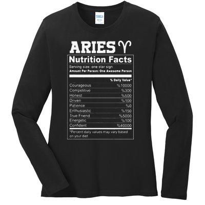 Aries nutrition facts Ladies Long Sleeve Shirt