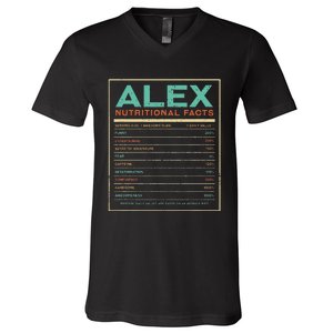 Alex Nutrition Facts Funny Personalized Name V-Neck T-Shirt