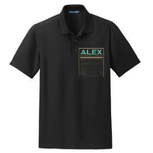 Alex Nutrition Facts Funny Personalized Name Dry Zone Grid Polo