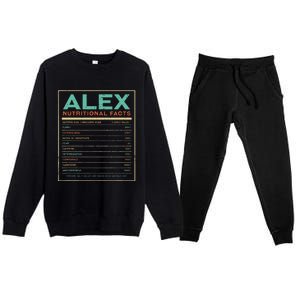 Alex Nutrition Facts Funny Personalized Name Premium Crewneck Sweatsuit Set