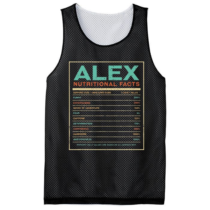 Alex Nutrition Facts Funny Personalized Name Mesh Reversible Basketball Jersey Tank