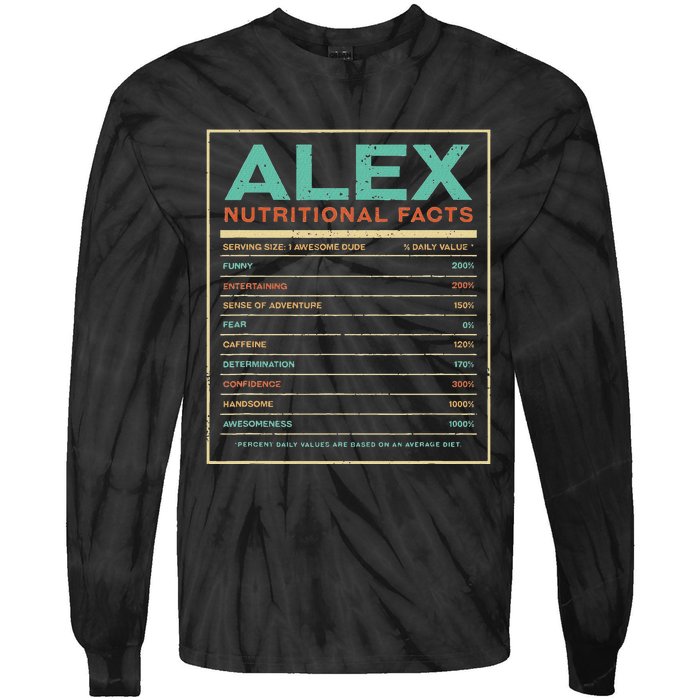 Alex Nutrition Facts Funny Personalized Name Tie-Dye Long Sleeve Shirt