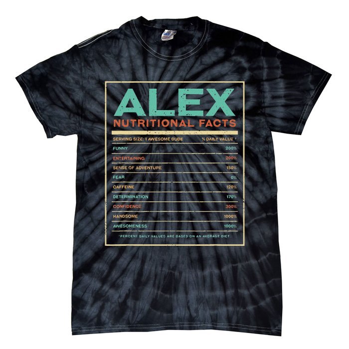 Alex Nutrition Facts Funny Personalized Name Tie-Dye T-Shirt