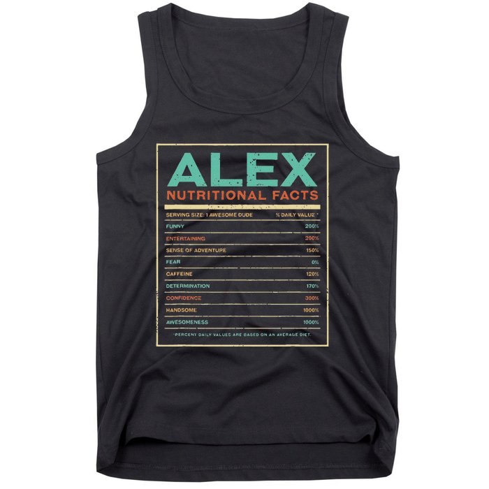 Alex Nutrition Facts Funny Personalized Name Tank Top