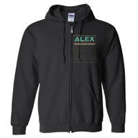 Alex Nutrition Facts Funny Personalized Name Full Zip Hoodie