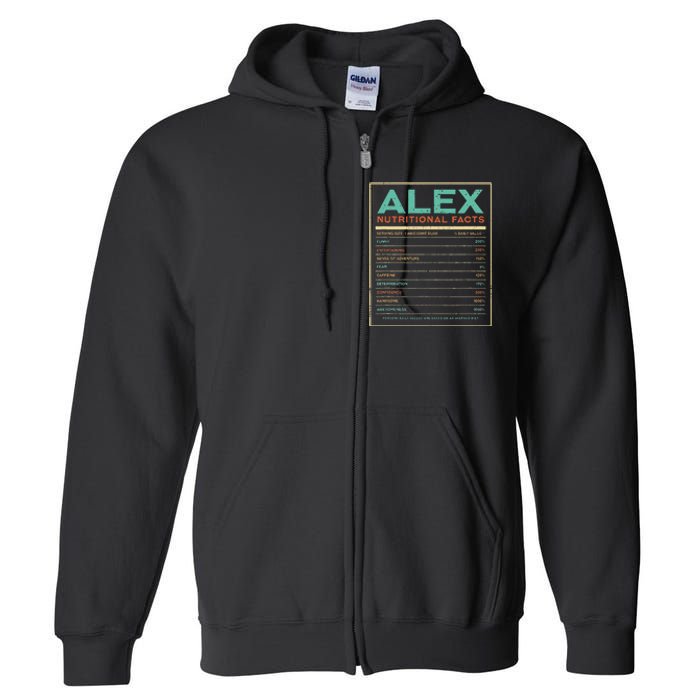 Alex Nutrition Facts Funny Personalized Name Full Zip Hoodie