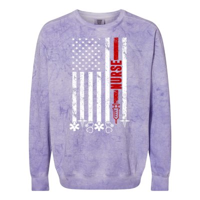 American Nurse Flag RN Nurse Colorblast Crewneck Sweatshirt