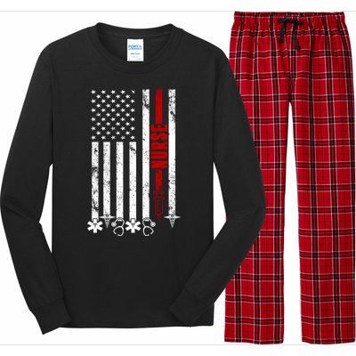 American Nurse Flag RN Nurse Long Sleeve Pajama Set