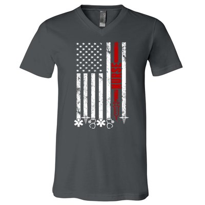 American Nurse Flag RN Nurse V-Neck T-Shirt