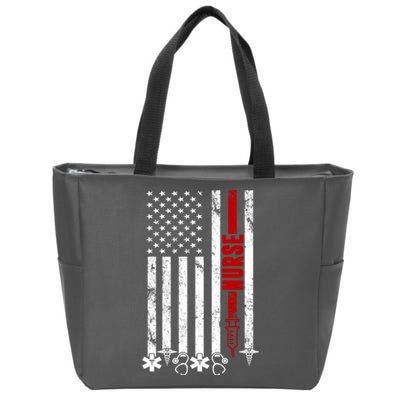 American Nurse Flag RN Nurse Zip Tote Bag