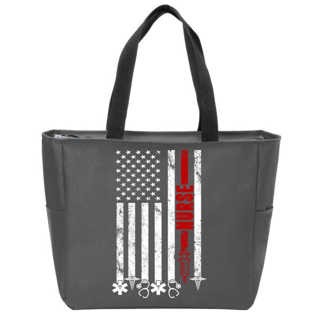 American Nurse Flag RN Nurse Zip Tote Bag